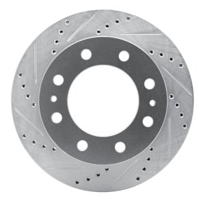 Chevrolet Express 3500 Brake Rotor (1) - Front Left - R1 Concepts - Drilled & Slotted - Silver - `01-`25